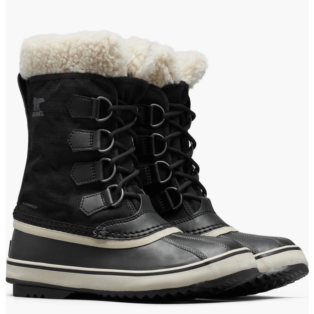 (NEW) Sorel Women's Black and Cream Winter Boots